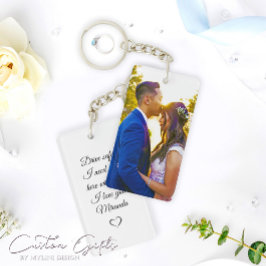 シンプル写真パーソナライズされたと文字写真 キーホルダー