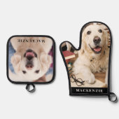 シンプル写真パーソナライズされたカスタム色 鍋つかみ&鍋敷きセット (正面)