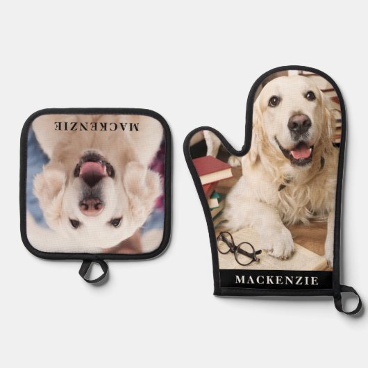 シンプル写真パーソナライズされたカスタム色 鍋つかみ&鍋敷きセット (正面)