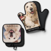 シンプル写真パーソナライズされたカスタム色 鍋つかみ&鍋敷きセット (正面/裏面)