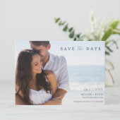 シンプル写真ビーチ結婚式 セーブザデート (スタンド正面)