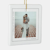 シンプル写真ファースト結婚したクリスマス セラミックオーナメント (右)