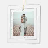 シンプル写真ファースト結婚したクリスマス セラミックオーナメント (左)