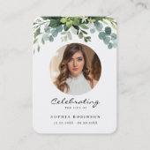 シンプル写真フローラ葬儀記念祈りの言葉カード 名刺 (正面)