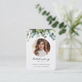 シンプル写真フローラ葬儀記念祈りの言葉カード 名刺 (スタンド正面)