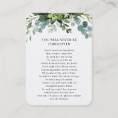 シンプル写真フローラ葬儀記念祈りの言葉カード 名刺 (裏面)