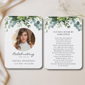 シンプル写真フローラ葬儀記念祈りの言葉カード 名刺