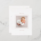 シンプル写真ベビーガール誕生発表箔 箔招待状ポストカード (正面/裏面)