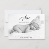 シンプル写真ベビー誕生発表カスタム名刺 サンキューカード (正面)