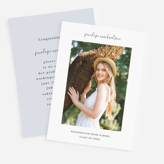 シンプル写真ミニマル卒業会 招待状