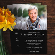 シンプル写真メモリ葬儀サンキューカード