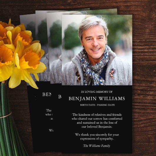 シンプル写真メモリ葬儀サンキューカード サンキューカード