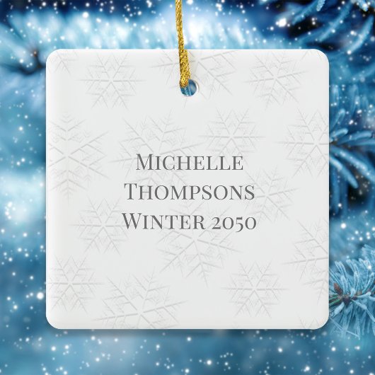 シンプル写真メリークリスマステンプレート セラミックオーナメント