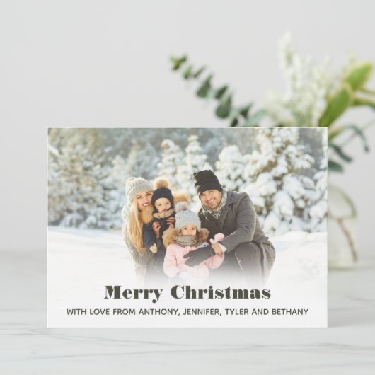 シンプル写真メリークリスマスメッセージフォトホリデー シーズンカード (スタンド正面)