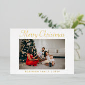 シンプル写真メリークリスマス 箔シーズンカード (立ち正面)