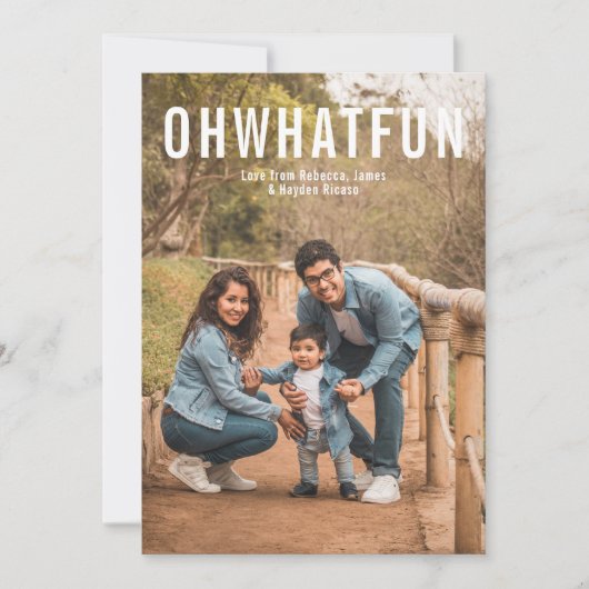 シンプル写真メリークリスマスOh何おもしろい シーズンカード (正面)