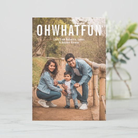 シンプル写真メリークリスマスOh何おもしろい シーズンカード (スタンド正面)