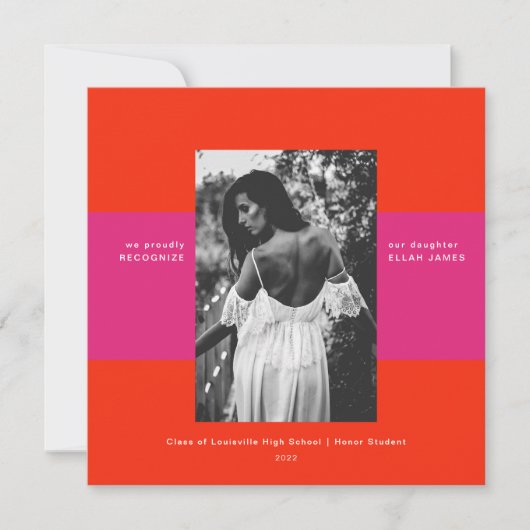 シンプル写真モダンの卒業発表 招待状 (正面)