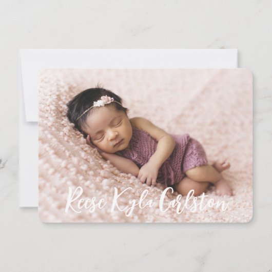 シンプル写真モダンの生誕の発表 招待状 (正面)