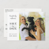 シンプル写真モダンウェディング日付の保存招待状 案内ポストカード (正面/裏面)