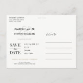 シンプル写真モダンウェディング日付の保存招待状 案内ポストカード (裏面)