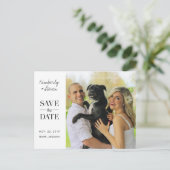 シンプル写真モダンウェディング日付の保存招待状 案内ポストカード (スタンド正面)