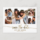 シンプル写真モダンコラージュ結婚式の日付の保存 ポストカード (正面)