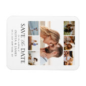 シンプル写真モダンコラージュ結婚式の日付を保存 マグネット (横)