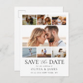 シンプル写真モダンコラージュ結婚式の日付を保存 案内ポストカード (正面/裏面)