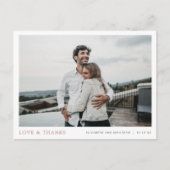 シンプル写真モダンバラ金ゴールドありがとうご結婚ざい ポストカード (正面)