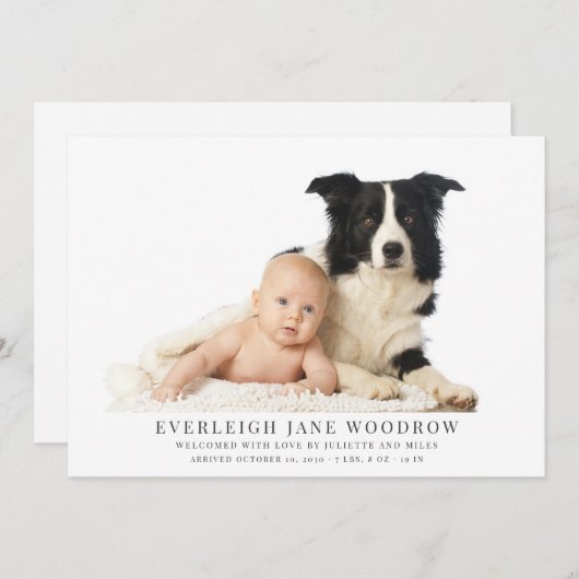 シンプル写真モダンベビー誕生発表 (正面/裏面)