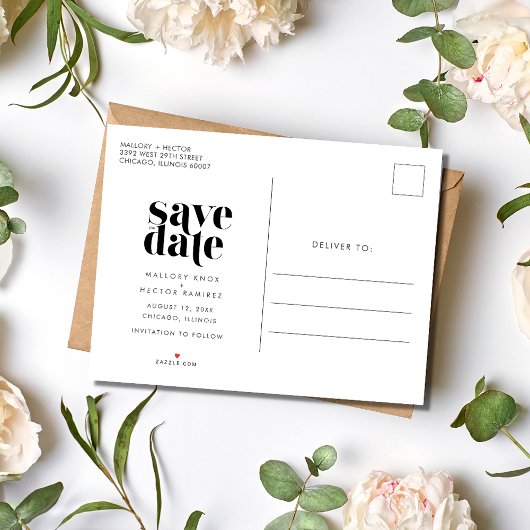 シンプル写真モダン予算の結婚式の日付の保存 案内ポストカード