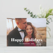 シンプル写真モダン付きハッピーホリデー シーズンカード (スタンド正面)