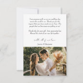 シンプル写真モダン付きミニマリスト結婚脚本 サンキューカード (裏面)