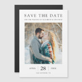 シンプル写真モダン付き日付マグネットカードの保存 マグネット招待状 (正面/裏面)