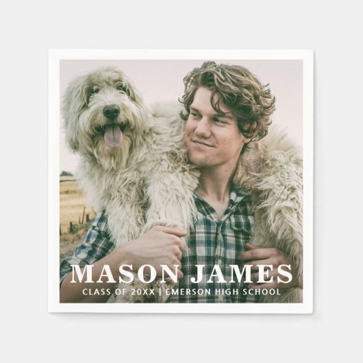 シンプル写真モダン卒業 スタンダードカクテルナプキン (正面)