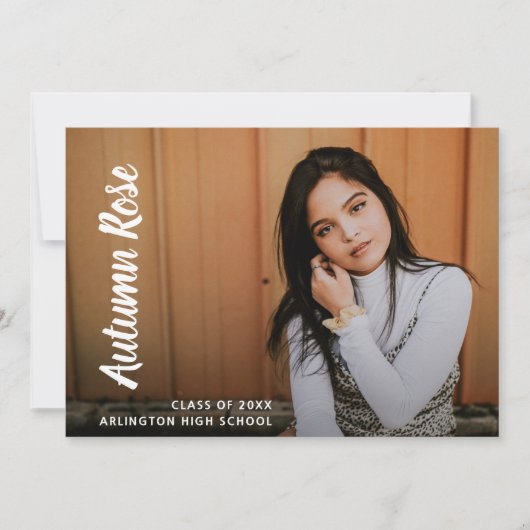 シンプル写真モダン卒業 案内状 (正面)