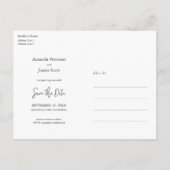 シンプル写真モダン婚約日付の保存 インビテーションポストカード (裏面)