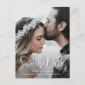 シンプル写真モダン婚約日付の保存 インビテーションポストカード (正面)