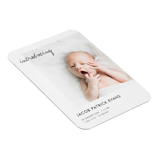 シンプル写真モダン新生児誕生発表 マグネット (右側)