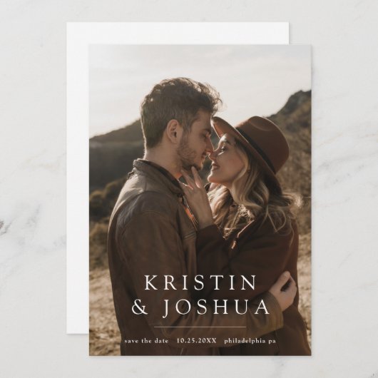 シンプル写真モダン日付の保存招待状 セーブザデート (正面/裏面)