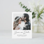 シンプル写真モダン日付の保存 インビテーションポストカード (スタンド正面)