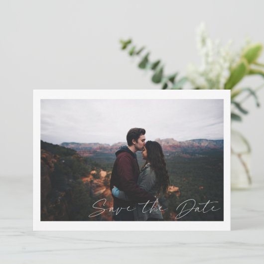 シンプル写真モダン日付の保存 招待状 (スタンド正面)