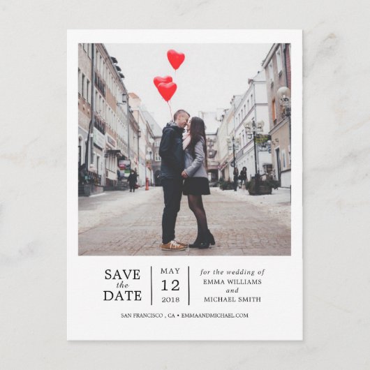 シンプル写真モダン日付の保存 案内ポストカード (正面)