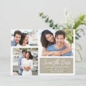 シンプル写真モダン日付をベージュ色に保存 セーブザデート (スタンド正面)