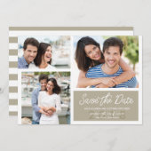 シンプル写真モダン日付をベージュ色に保存 セーブザデート (正面/裏面)