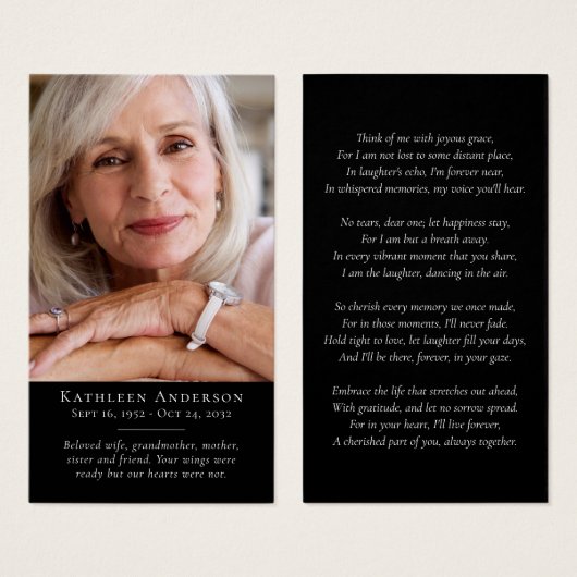 シンプル写真モダン祈りの言葉カード (正面&裏面)