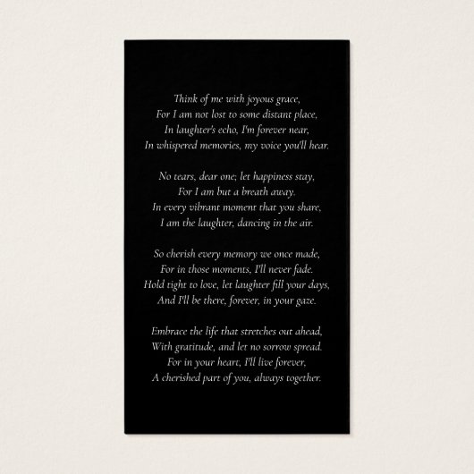 シンプル写真モダン祈りの言葉カード (裏面)