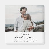 シンプル写真モダン結婚式の日付の保存冷蔵庫 マグネット (正面)