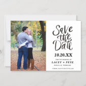 シンプル写真モダン結婚式の日付の保存  マグネット招待状 (正面)